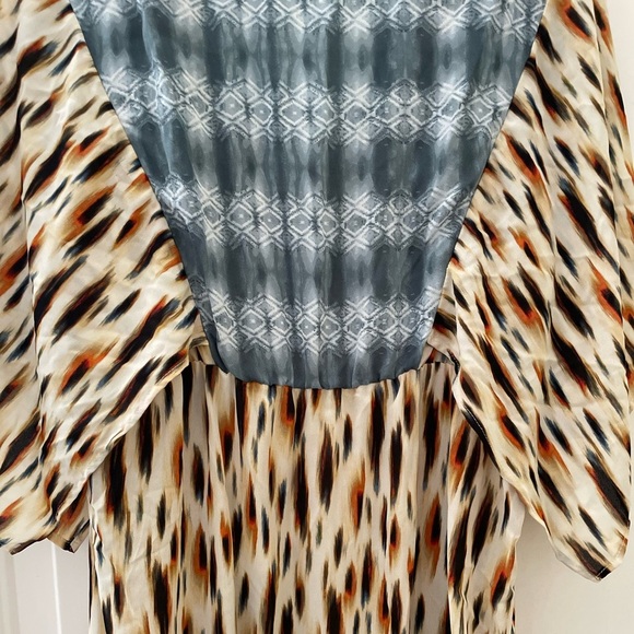 Kiyonna PLUS Maxi Meadow Dream Womens 1X Flutter Sleeves Animal Print Geometric - Picture 3 of 12